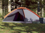 Camping Tent Dome 4-Person Grey and Orange Waterproof 94764