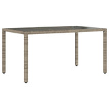 Garden Table with Glass Top Grey 150x90x75 cm Poly Rattan 365591