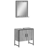 2 Piece Bathroom Cabinet Set Grey Sonoma Engineered Wood 3214337