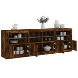 Sideboard with LED Lights Smoked Oak 202x37x67 cm 3209013