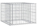Garden Bench With Gabion Basket Wooden, Silver 3196249