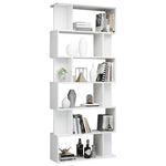 Book Cabinet/Room Divider High Gloss White 80x24x192 cm Engineered Wood 800096