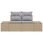 Garden Sofa with Cushion Beige 123 x 62 x 69cm Poly Rattan 42006805