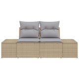 Garden Sofa with Cushion Beige 123 x 62 x 69cm Poly Rattan 42006805