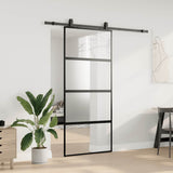 Sliding Door with Hardware Set Black 90x205 cm Tempered Glass 3375890