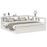Bookcase Bed without Mattress White 180x200cm Solid Wood Pine 3324452