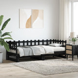 Pull-out Day Bed without Mattress Black 2x cm Solid Wood 840387