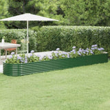 Garden Raised Bed Galvanised Steel 440x80x36 cm Green 318933