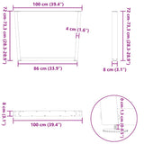 Dining Table Legs V-Shape 3 pcs White 100x cm Steel 4012673