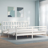 Bed Frame without Mattress White 200x200 cm Solid Wood 3194397
