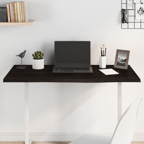 Table Top Dark Brown 100x50x2 cm Treated Solid Wood Oak 3156428