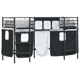 Kids'Loft Bed Frame with Curtains Black 90 x 190 cm 42020789