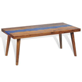 Coffee Table Brown and Blue Teak and Resin 100x50x40 cm 245067