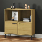 Bookcase with Metal Legs Brown 90x35x90.5 cm Solid Wood OSLO 351015