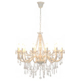 Chandelier with Beads White 12 x E14 Bulbs 281608