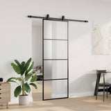 Sliding Door with Hardware Set Black 76x205 cm ESG Glass 3375797