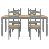 5 Piece Dining Set PANAMA Grey Solid Wood Pine 3345210
