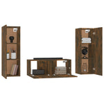 ZNTS 3 Piece TV Cabinet Set Smoked Oak Engineered Wood 3120233