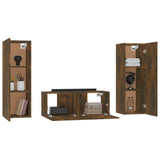 ZNTS 3 Piece TV Cabinet Set Smoked Oak Engineered Wood 3120233