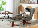 Faux Microfibre Leather Manual Recliner and Footstool Set - Grey T3398P342457