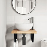 Basin Shelf Wall Mounted Steel and Solid Wood Acacia 3302767