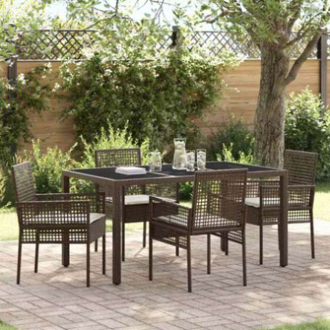 Garden Dining Set 5 pcs Brown Poly rattan 3334865
