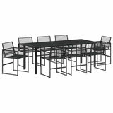 Garden Dining Set 9 pcs Black Poly Rattan 3379329
