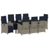 Garden Dining Set with Cushion 9 pcs Grey Poly Rattan 3380364