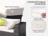8 Pieces PE Rattan Corner Sofa with Thick Cushions, Aluminium Outdoor Rattan Garden Furniture T3398P320006