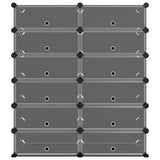 Shoe Rack Black Polypropylene, Steel Large Modular Shoe Rack 340563