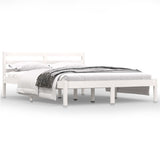Bed Frame without Mattress Solid Wood Pine 140x190cm White 810411