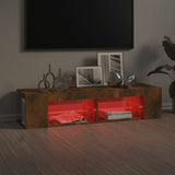 TV Cabinet with LED Lights Smoked Oak 135x39x30 cm 815693