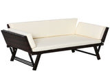 2-Seater 2-in-1 Rattan Convertible Sofa Daybed Brown T3398P320157