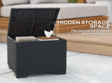 Set of 2 Rattan Storage Ottoman, Outdoor Footstool with Removable Cushions, Garden Storage Seat for T3398P323784