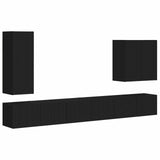 TV Wall Cabinet Set Wall-mounted 6 pcs Black 3408944