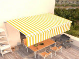 Manual Retractable Awning with Blind 5x3m Yellow&White 3069338