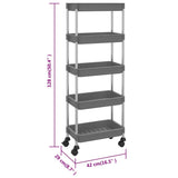 5-Tier Kitchen Trolley Grey 42x29x128 cm Iron and ABS 336333
