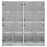 Bookcase with Doors Concrete Grey 136x37x142 cm Engineered Wood 3206520