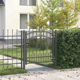 Fence Gate with Spear Top with Lock Grey 103 x 100 cm Steel 42009038
