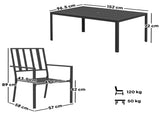 Seven-Piece Minimal Metal Garden Dining Set, with Parasol Hole - Black T3398P319949