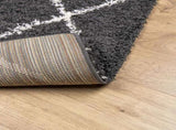 Shaggy Rug PAMPLONA High Pile Modern Black and Cream 120x120 cm 375409