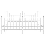 Metal Bed Frame without Mattress with Footboard White 183x213cm 353609