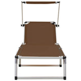 44336 Folding Sun Lounger with Roof Aluminium and Textilene Brown