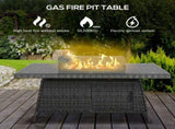 7 Pcs PE Rattan Dining Sets w/ Fire Pit Table, Garden Dining Set w/ Heater Table, Armchairs w/ T3398P325243
