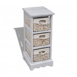 Wooden Storage Rack 3 Weaving Baskets White 240796