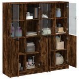 Bookcase with Doors Smoked Oak 136x37x142 cm Engineered Wood 3206528