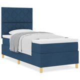 Box Spring Bed with Headboard Blue 90 x 200 cm Fabric 3339671