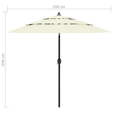 3-Tier Garden Parasol with Aluminium Pole Sand 2.5 m 313860