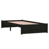Bed Frame without Mattress Black Solid Wood 90x190 cm Single Single 814918