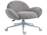 Makeup Vanity Chair, Cute Fluffy Desk Chair with Rolling Wheels for Bedroom Living Room, Grey T3398P378122